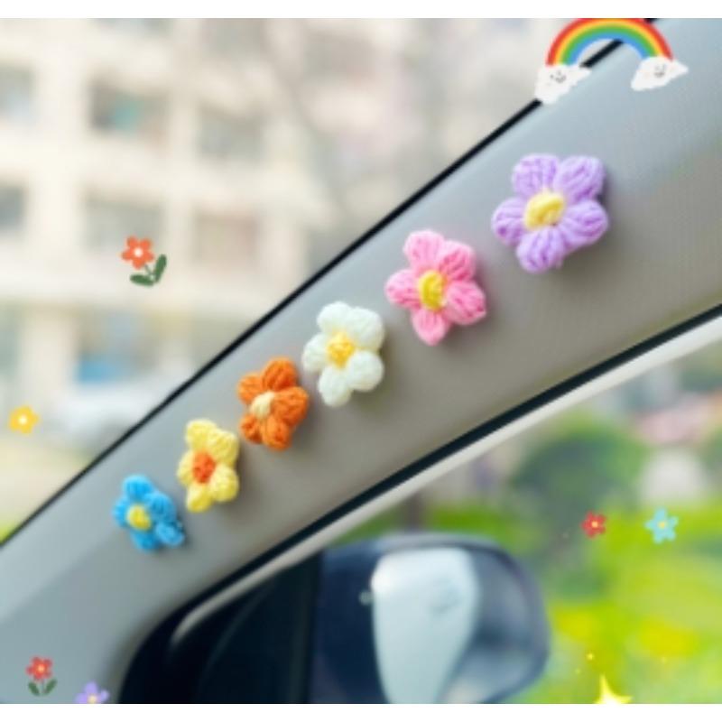 6pcs Flower Creative Car Decoration, Lovely Automotive Accessories, Puff Flower Interior Accessory for Cars