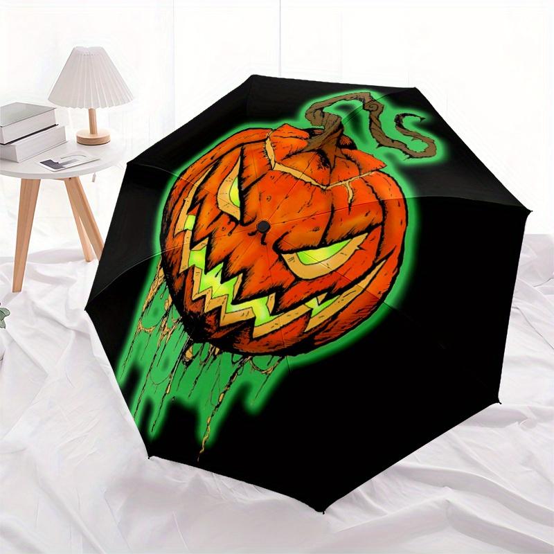 1pc Pumpkin Horror Automatic Open/Close Umbrella Sturdy Iron Frame, Compact Travel Umbrella, Intricate Design Umbrella a0829052