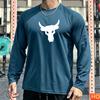 Autumn Men's Long sleeved T-shirt Bull Head Pattern Men's Fitness T-shirt Polyester Elastic Sports T-shirts Breathable Gym clothing
