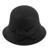 Premium women's wool hat, bow bowl hat, faux wool vintage pot hat JDL-