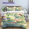 Bulbasaur Patterned Pillowcase & Duvet Cover Set Elegant Anime Bedding for Bedroom Interior Great Gift for Anime .-TING