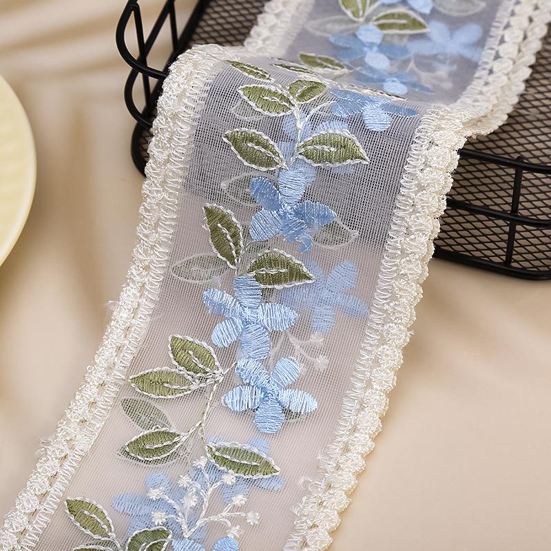 5 Yards Flower Embroidery Lace Ribbon For Bow Making Clothing Decor Sewing Fabric Craft Supplies Needlework Accessories