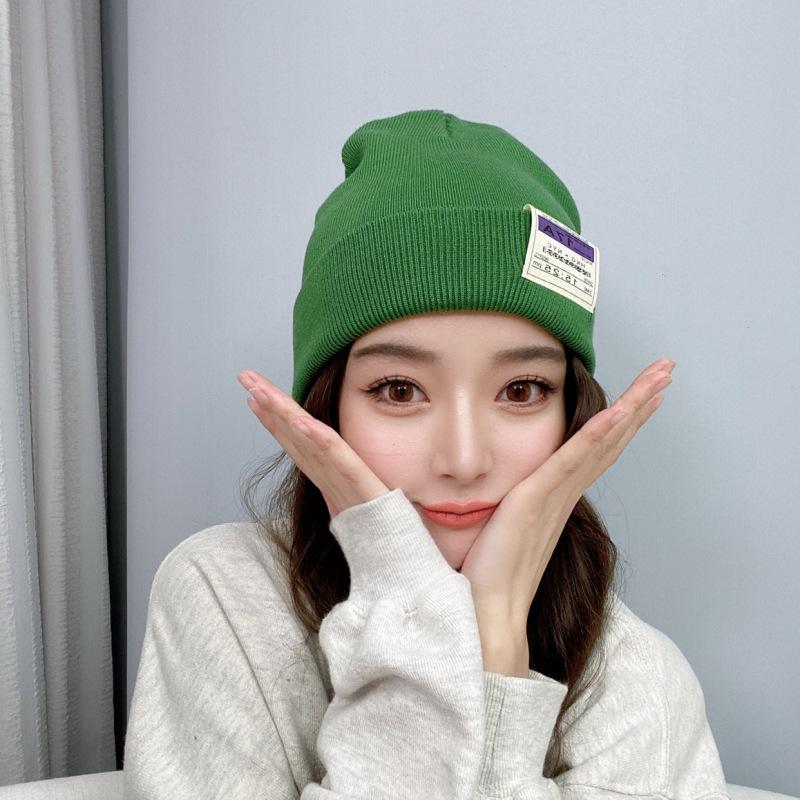 Autumn and Winter Warm Ear Protection Knitted Hat Women's Versatile Candy Color High Density Wool Hat Men's Hat