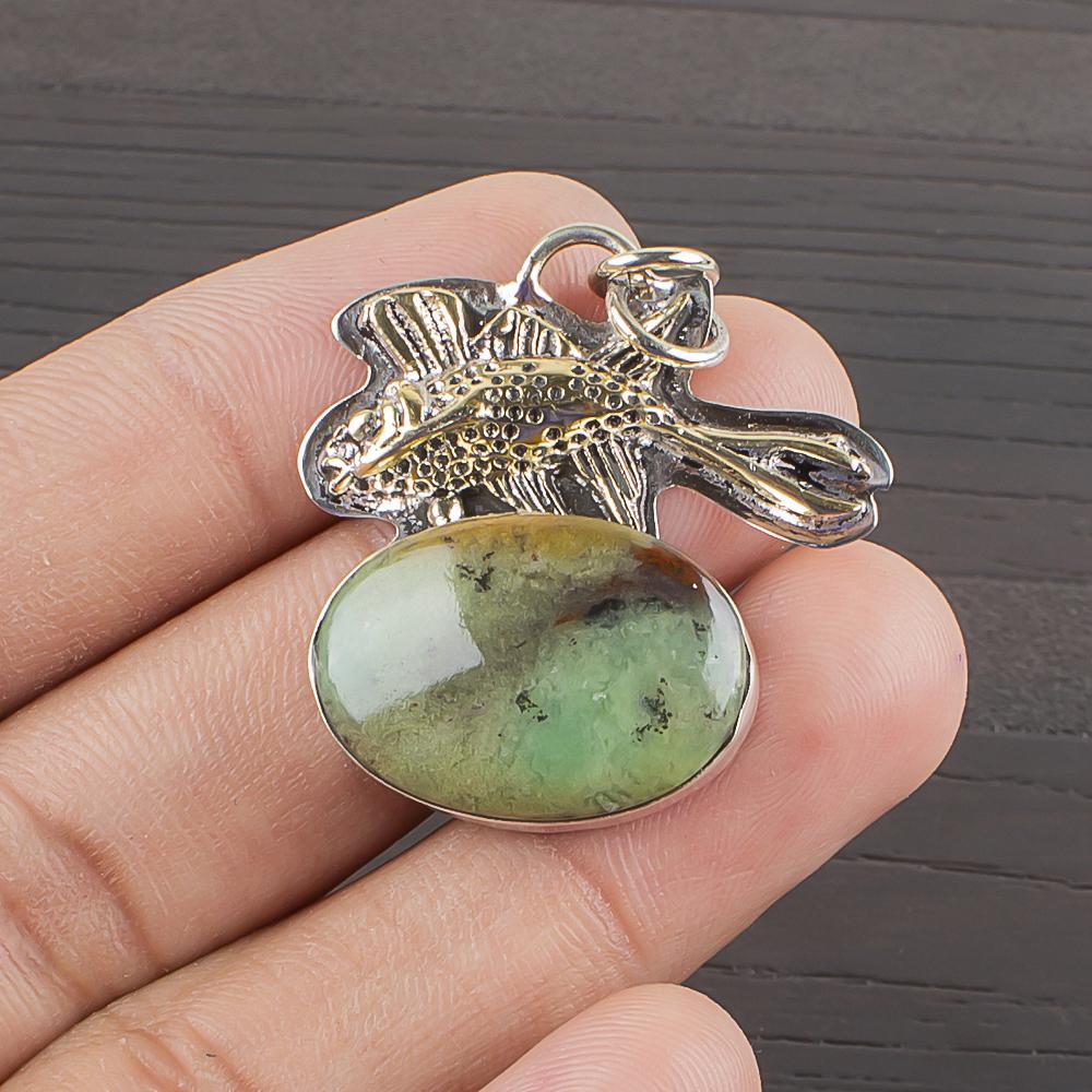 

Natural Verasite Gemstone 925 Sterling Silver Jewelry Designer Pendant 1.34 AJP-2238
