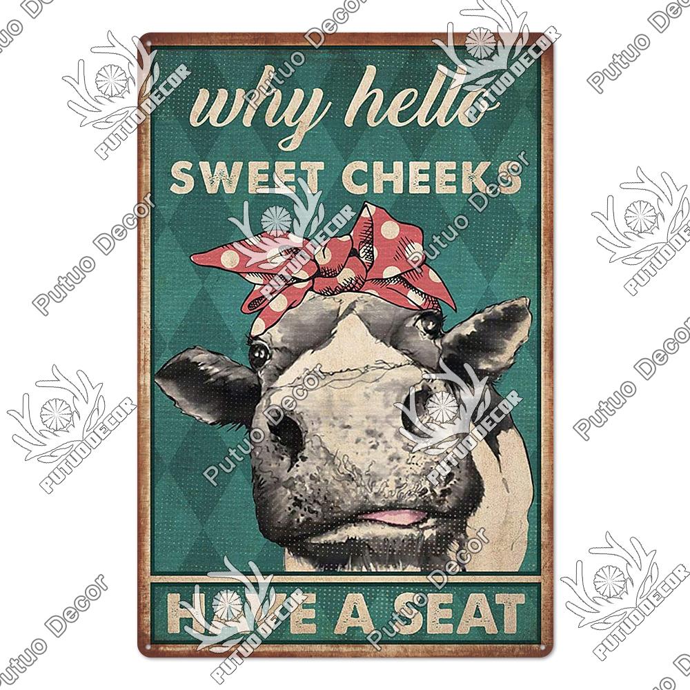 Putuo Decor Funny Cat Vintage Posters Tin Signs Retro Plaque Metal Plate Wall Art Decoration for Home Living Room Pet Shop