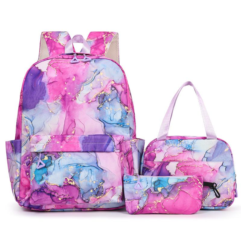 Three-piece backpack set Cute large-capacity student schoolbag casual travel backpack