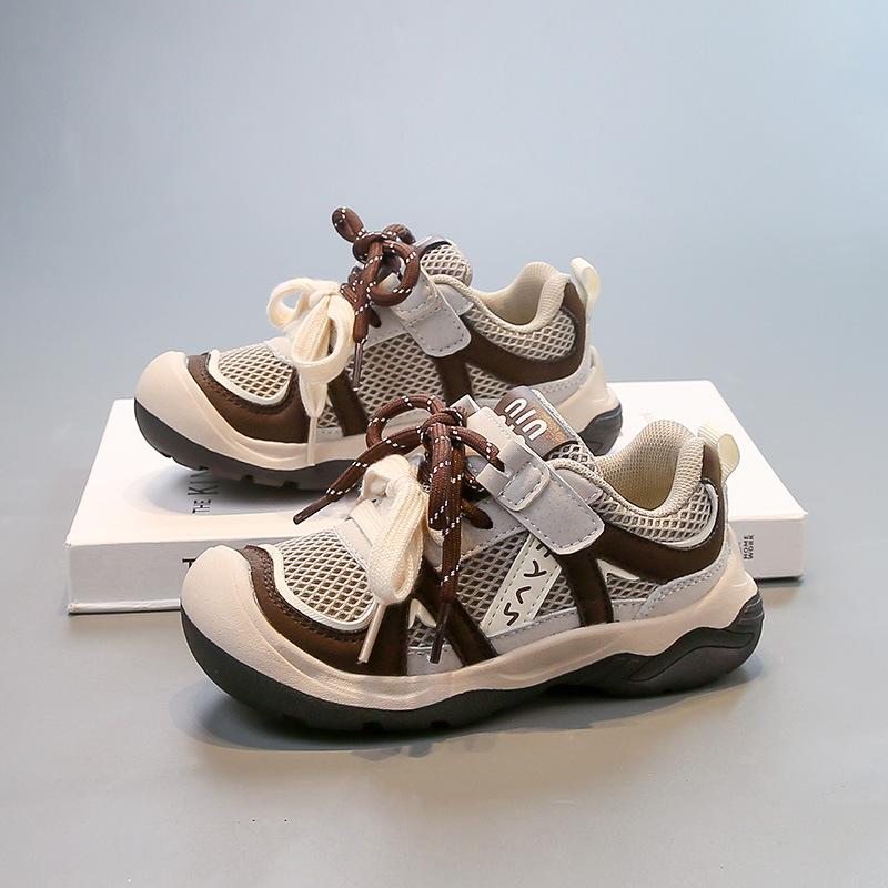 Spring Autumn Korean Kids Anti-Kick Hiking Shoes Boys Girls Soft Sole Velcro Casual Sneakers