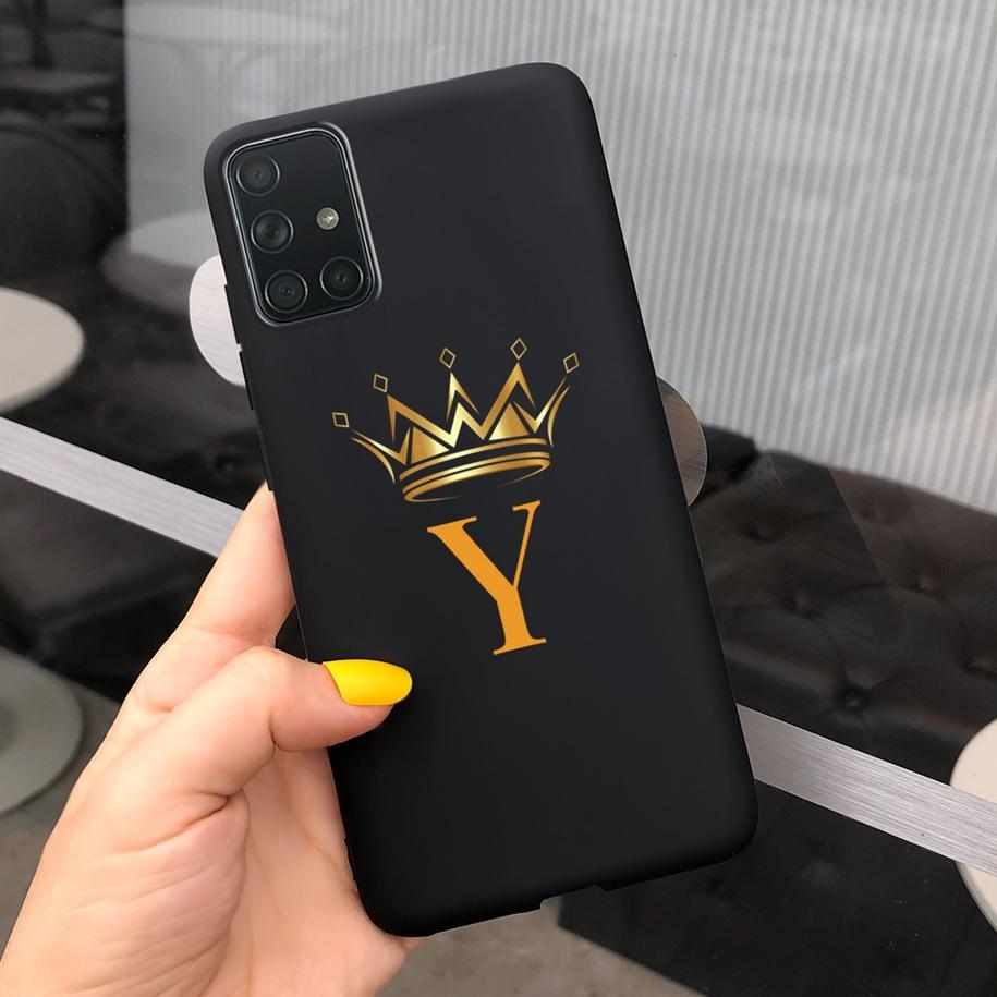 Silicone Case For Samsung Galaxy A51 Cover SM-A515F Fashion Letters Crown Soft TPU Phone Case For Samsung A31 A51 A71 Funda Capa