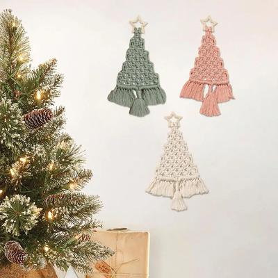 3Pcs Hanging Ornaments Christmas Tree Macrame Kit Cotton Rope Cotton Thread Christmas Tree DIY Kit Decoration Suplies Christmas
