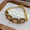 Temperament Geometric Square Design Crystal Niche Unique Charm Necklace Jewelry Fashion Versatile Bracelet Set