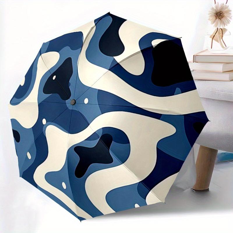 1 Stück Ozeanwellen Automatischer Öffnen/Schließen Regenschirm mit One-Touch-Knopf,, Winddichtes Design Leichter Tragbarer Regenschirm für Frauen & Männer6060
