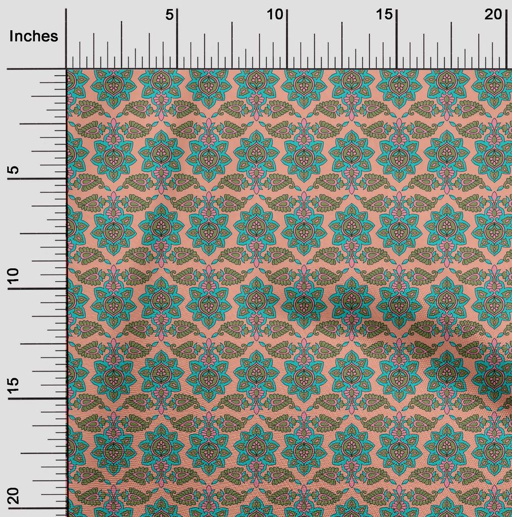 oneOone Cotton Flex Fabric Floral & Paisley Block Print Sewing Fabric BTY 40 Inch