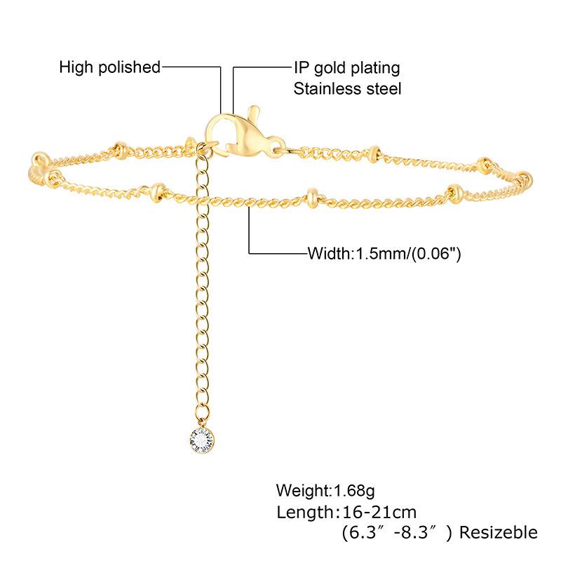Stainless Steel Chain Gold Personalized Fashion Bracelet Stacked Bead Chain 1170
