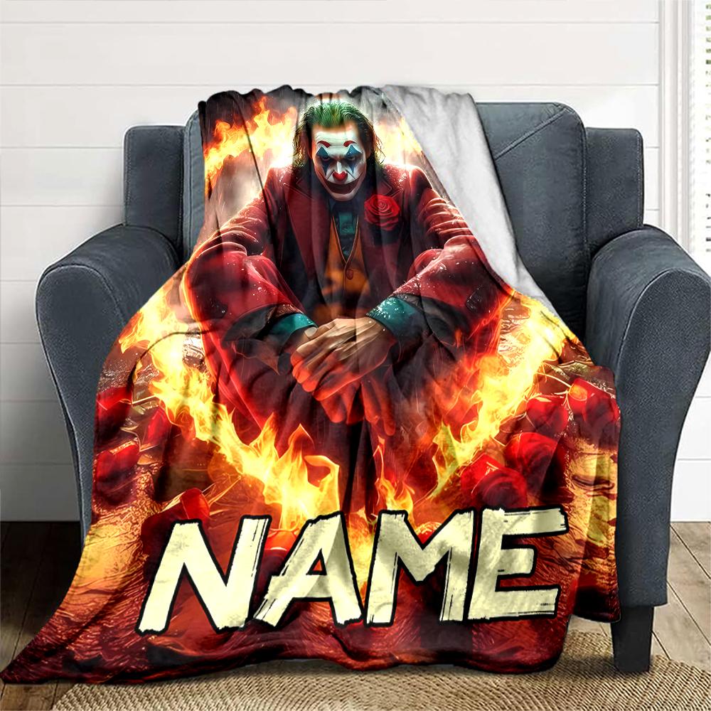 Customiz Name Personality Joker Blanket Soft &Warm Sofa Office Bed Travel Lunch Break Blanket, Gift Suitable All Seasons