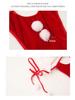 Alluring Velvet Mesh Open Crotch Christmas Lingerie Bodysuit Set for Women