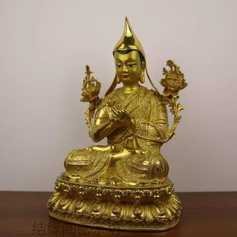 Tsongkhapa-Buddha Statue, 7 Inch/21cm, Copper, Handmade, Buddhist Ornament, Buddha Statue, Vajrayana