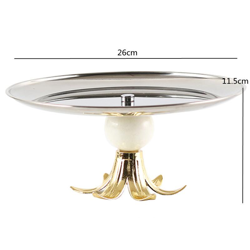 Abstract Art Metal Tray, Fruit Bowl, Circular Petal Base High Foot Fruit Tray, Stainless Steel Storage Tray, Snack Plate