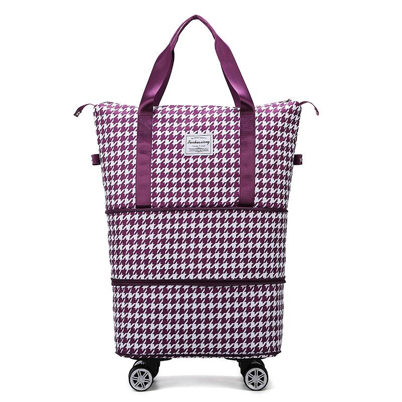 Double-layer expansion large capacity long and short-distance portable bag with wheels dry and wet separation fitness bag can be covered with tie rod