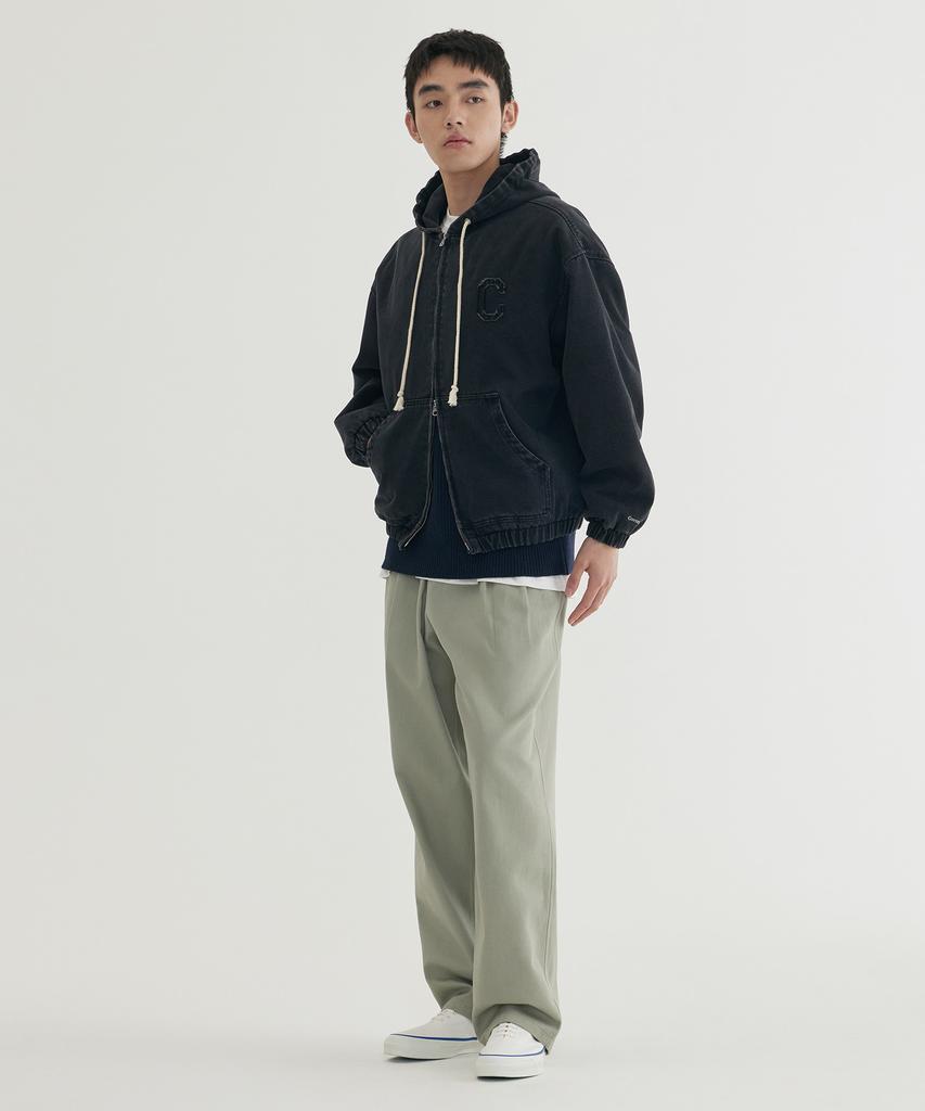 COVERNAT Twill 2-Tuck String Pants Dark Gray
