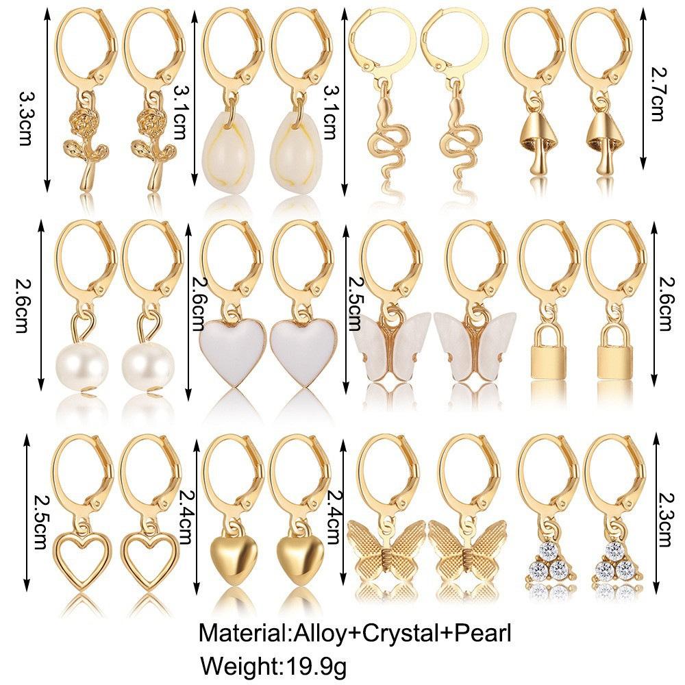 36 Pcs Boho Heart Hoop Earring Set for Women Gold Color Bohemia Vintage Pearl Earring  European and American Jewelry Gifts 2026