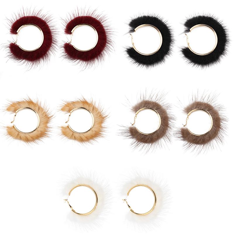 1 Paar Schmuck Wunderschönes Plüschdesign Alltags-Ohrringe Mode Goldene Kreolen Vielseitiges Flauschiges Fell-Kreoldesign Niedlich Mehrfarbig
