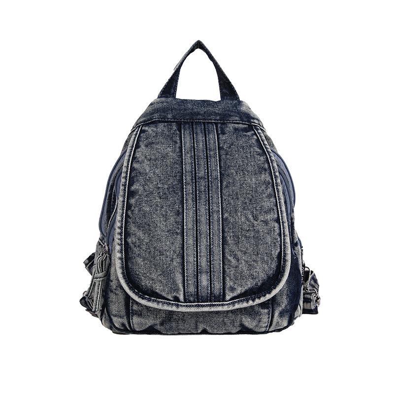 Washed denim backpack women go out small backpack