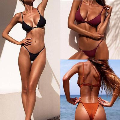 Bikini-Badeanzug, G-String, Tanga, Damen, sexy Badeanzug, Bikini-BH, Unterteil, Strand, einfarbig, Badeanzüge für Damen