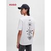 Camiseta de Algodón HUGO Verano Oversize Cuello Redondo Hombre Manga Corta Estampado con Patrón de Marca Camiseta Mujer Top Deportivo para Fitness