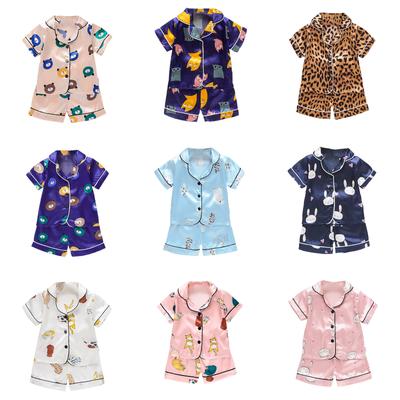 Baby Pyjamas Boys Girls Two Piece Satin Sleepwear Summer Short Sleeve+Shorts