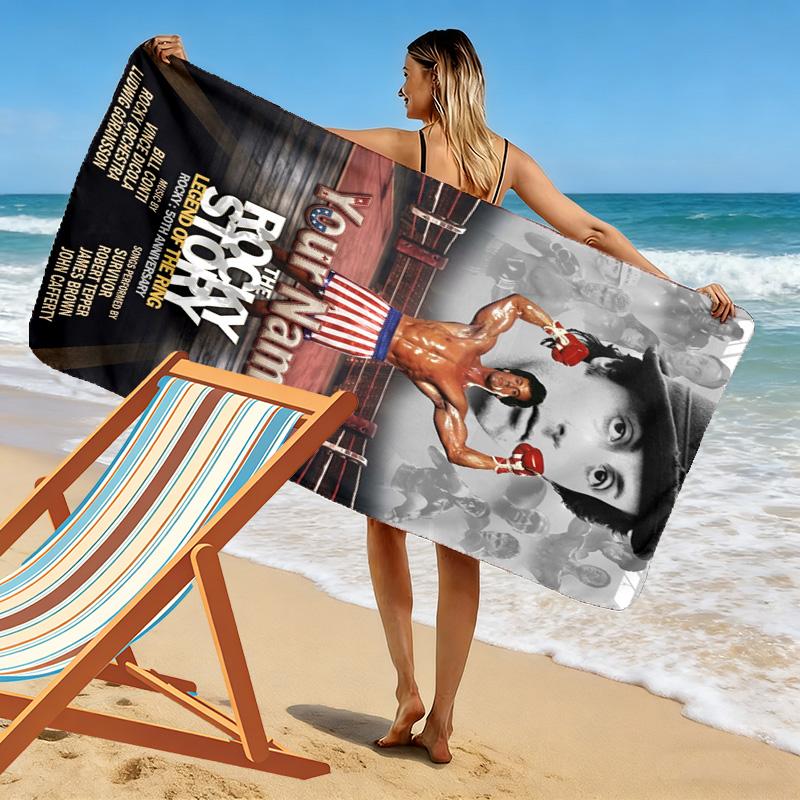 Name Custom Rocky Balboa Print Beach Towel, Large Soft Quick Dry Towel for Beach Camping Swimming