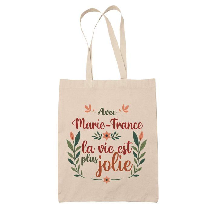 Sac cabas - PLANETEE - Marie-France - Jute imprimé en France - Design texte - Anses solides
