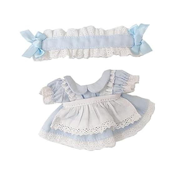 niannyyhouse 10cm Plush Clothes Maid Dress Cotton Doll Clothes Dress Up (Light Blue)