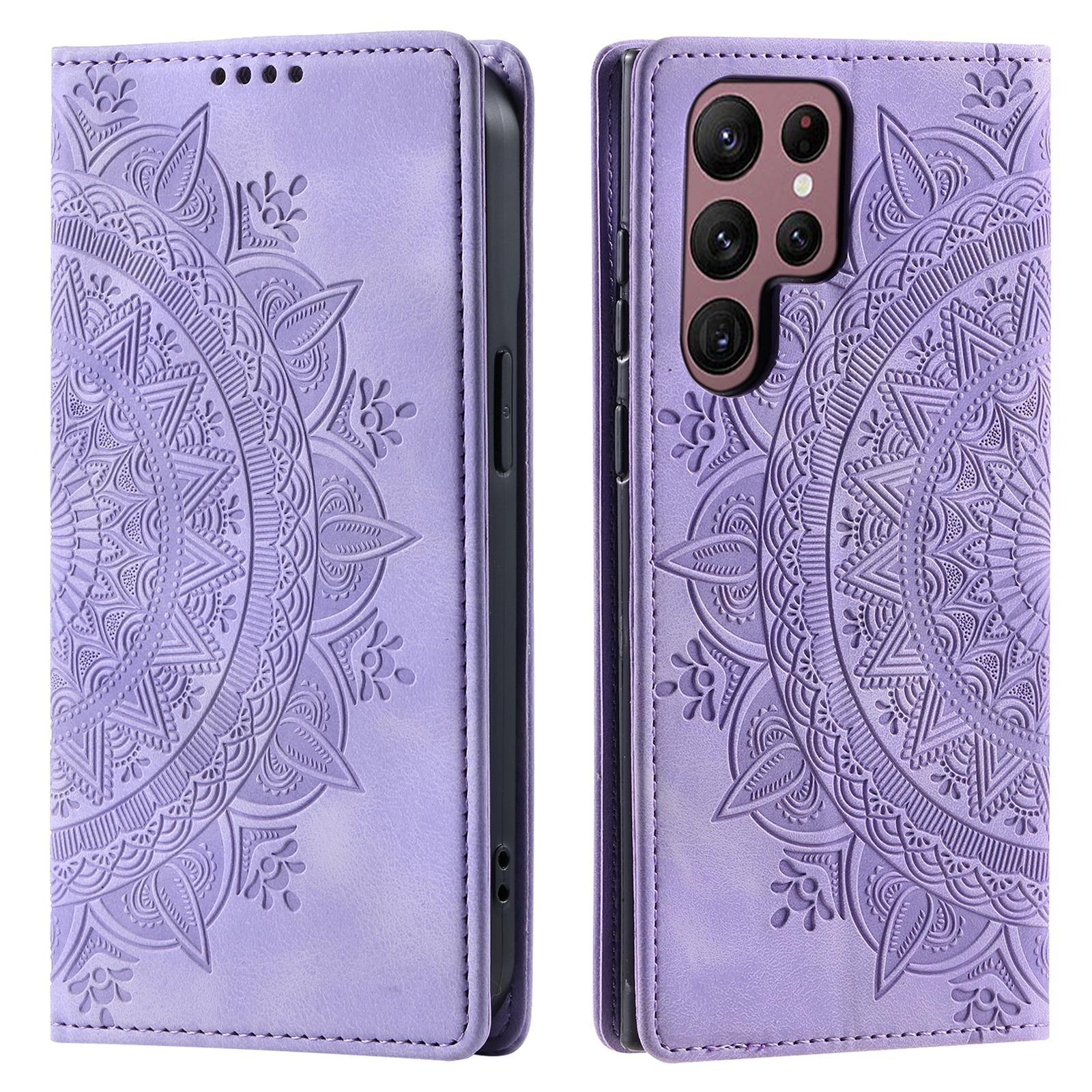 

For Samsung Galaxy S24 Ultra Case Magnetic Auto Closing Leather Cover Purple