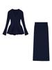 2025 Autumn French Knit Sweater & Waist-Cinched Skirt Set for Women & Girls