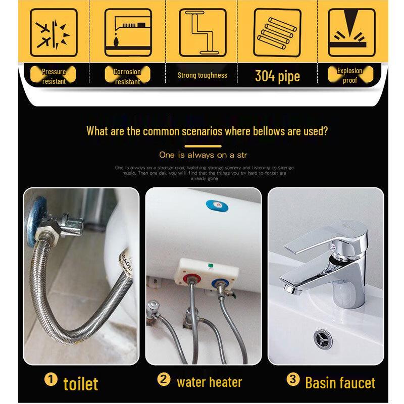 LANGZHIWEN 304 Stainless Steel Flexible Water Inlet Hose