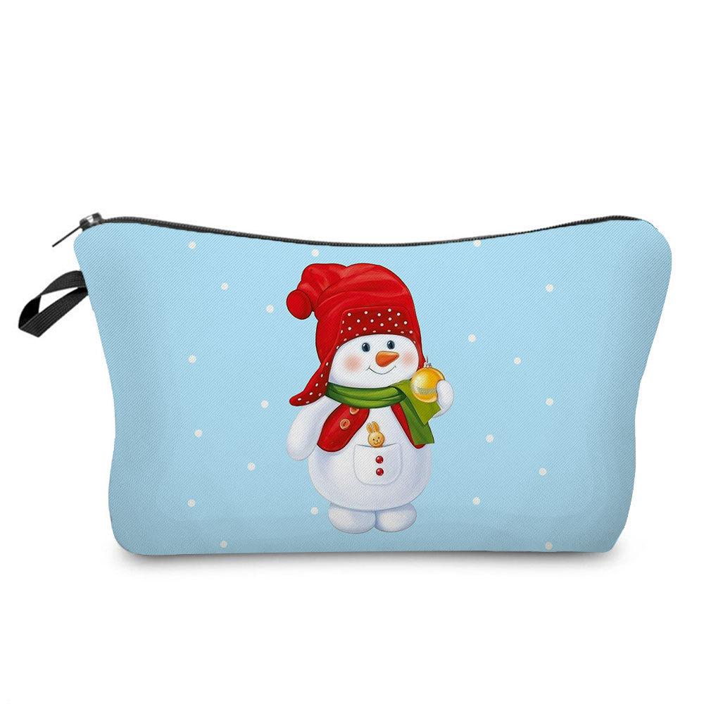 Women Snowman Print Cosmetic Bag Toiletries Organize Travel Storage Case 6766