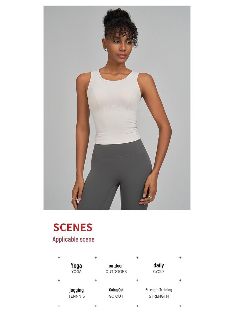 Damen High-Intensity Yoga Tanktop mit integriertem BH - Schlankmachende & Figurumspielende Fitnessbekleidung