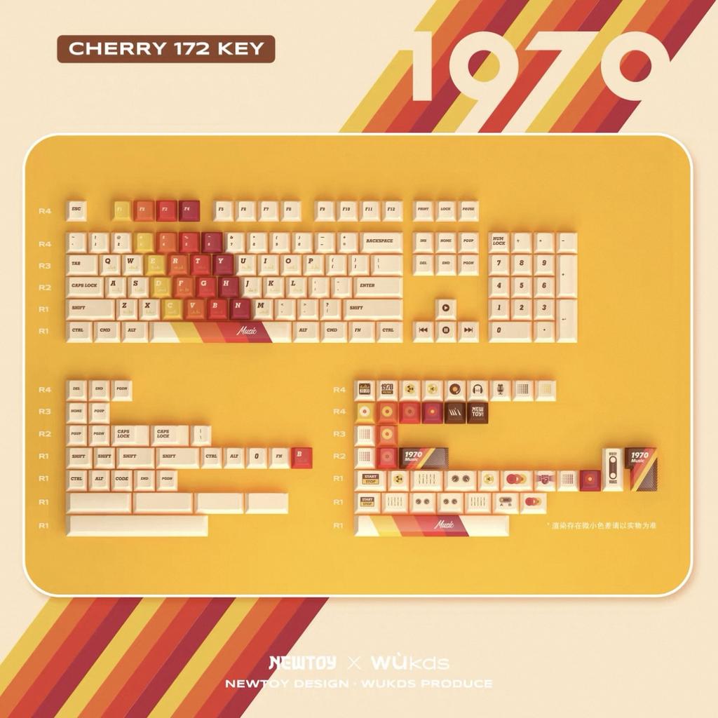 NEWTOY Memoirs Theme Keycap Set 172key PBT Custom Retro Style Keycap Cherry Profile Office Gaming KeyCap for Mechanical Keyboard