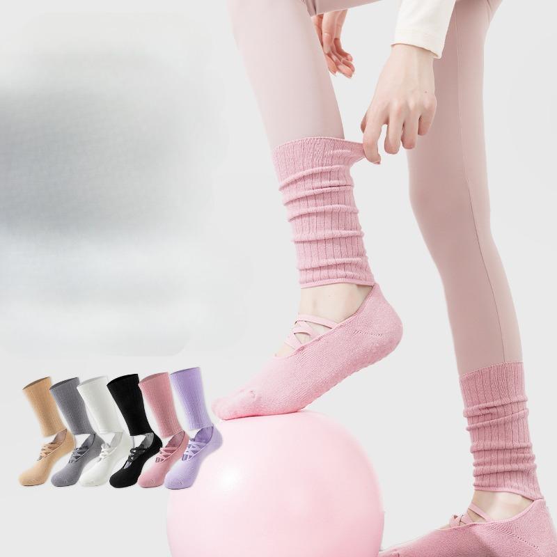 Chaussettes de sol à cerceau antidérapantes pour danse d'intérieur, Pilates, dos nu, yoga pour femmes printemps et automne