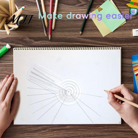 Punktkunst Malwerkzeug Mandalas Lineal mit Löchern, Kreiszeichner, Zirkel Transparente Acryl-Schablone Winkelmesser Gerade Punktierer für Geometrische Muster