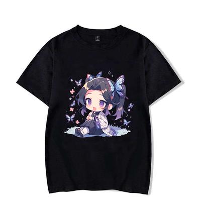 T-shirt Graphique Mignon Kochou Shinobu Demon Slayer Anime Décontracté Oversize T-shirt Homme Femme Vêtements Coton Manches Courtes T-shirts