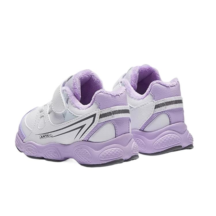 Anta Kids Synthetic Leather Plush Comfortable Casual Sports Non-Slip Warm Low-Top Walking Shoes Baby Shoes 322440070N-2