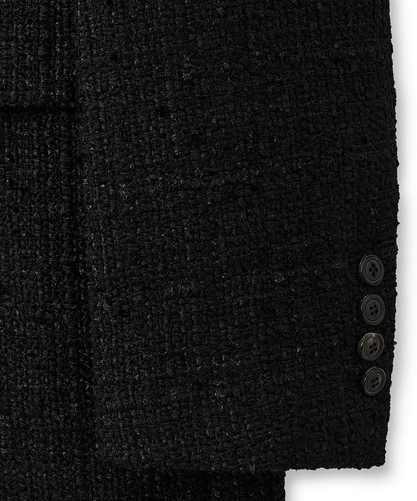 Noirer Fancy Tweed Double-Breasted Coat (Black)