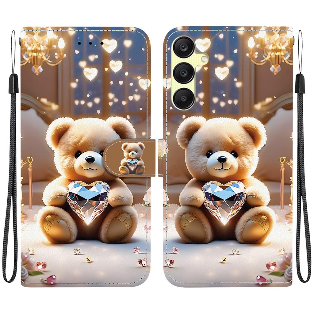 Handmade PU Leather Flip Case for Samsung Galaxy A25 (SM-A256E/A256B)- Anti-Slip Shockproof Cover with Wrist Strap & Heart/Rose Cat Designs