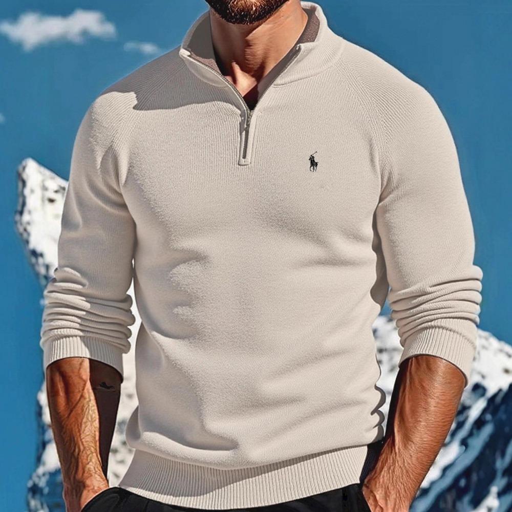 Men's Long-sleeved Polo Shirts and Sweaters for Autumn and Winter Are Warm and Comfortable. Half-zipper Stand-up Collar Casual and Trendy Pool Shirts