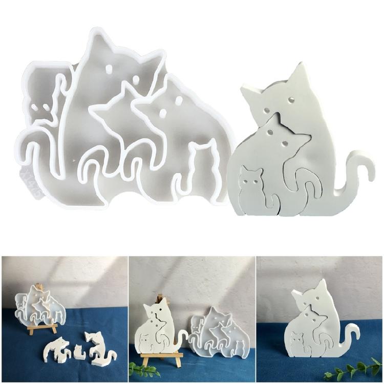 Artistic Silicone Mold with 3 Cats Sculptures Molding Tool For Crafting Home Decoration Desktop Shelf Display Items