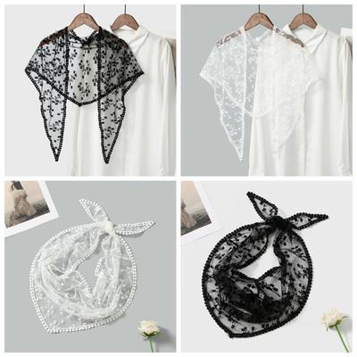 Embroidery Fart Curtain Hollow Out Hair Scarf Headband New Lace HandkerChiefs  Women
