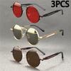 3PCS  Vintage Punk Style Sunglasses Men Retro Round Metal Frame Women Sun Glasses Fashion Eyewear  mujer