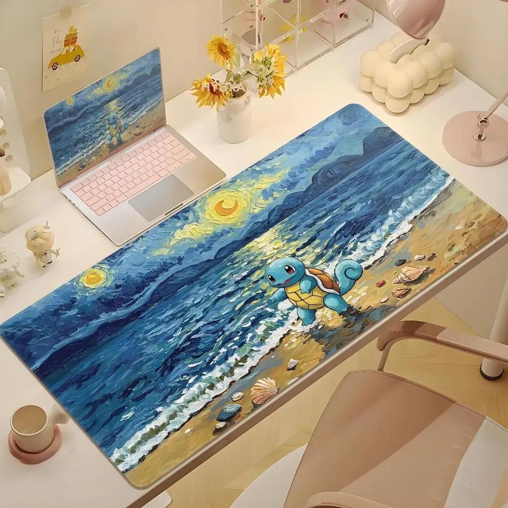Pokemon Psyduck Van Gogh Starry Night Large Mouse Pad Aesthetic Gaming Desk Mat for Gamers 800x300x2mm
