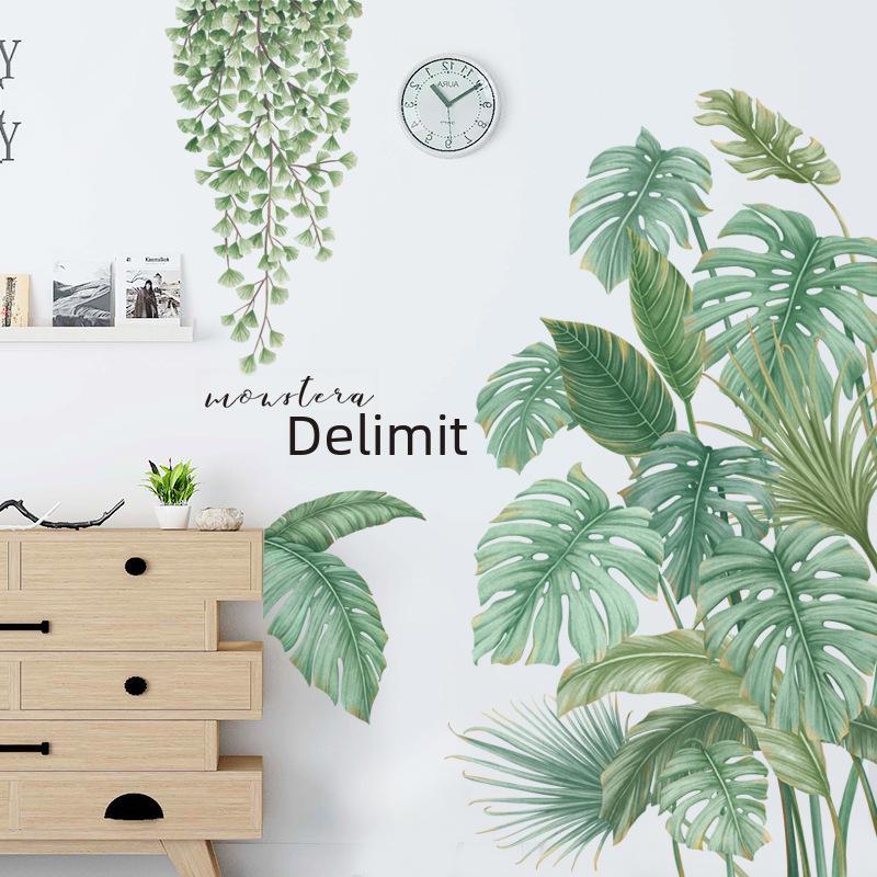 Nordic Monstera Tropical Wall Stickers - Fresh Pastoral Door Decor (ZDB-2172)